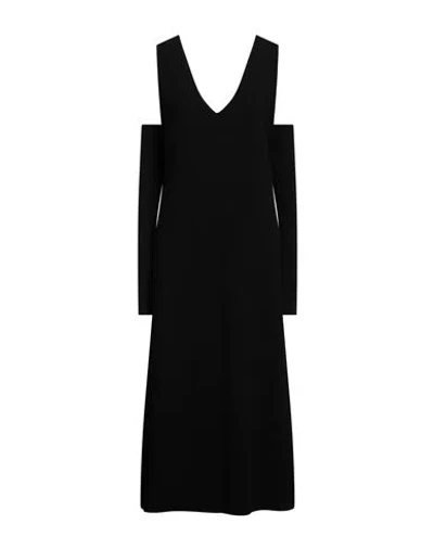 Isabel Benenato Woman Midi Dress Black Size 8 Viscose, Polyester
