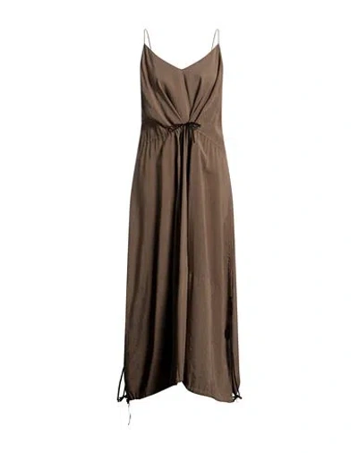 Isabel Benenato Woman Midi Dress Grey Size 4 Modal, Polyester In Gray