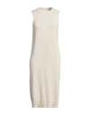 Isabel Benenato Woman Midi Dress Ivory Size 4 Cotton, Polyester, Linen In White