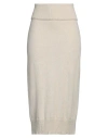 Isabel Benenato Woman Midi Skirt Beige Size 6 Cotton, Linen, Polyester In Beige