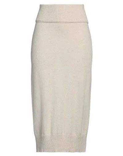 Isabel Benenato Woman Midi Skirt Beige Size 6 Cotton, Linen, Polyester