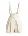 Isabel Benenato Woman Overalls Ivory Size 6 Cotton, Linen In White