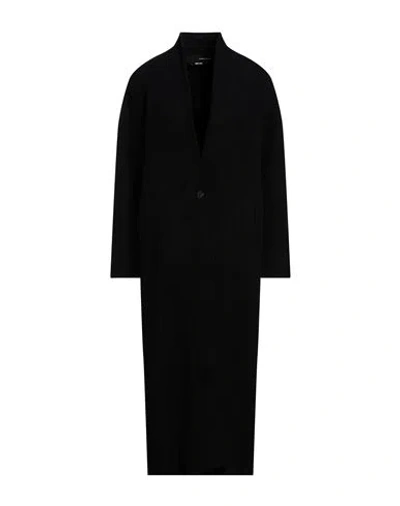 Isabel Benenato Woman Overcoat & Trench Coat Black Size 4 Virgin Wool, Polyester