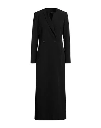 Isabel Benenato Woman Overcoat & Trench Coat Black Size 8 Virgin Wool, Viscose