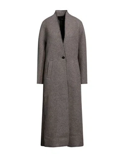 Isabel Benenato Woman Overcoat & Trench Coat Dove Grey Size 6 Virgin Wool, Polyester In Gray