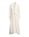 Isabel Benenato Woman Overcoat & Trench Coat Ivory Size 10 Cotton, Linen In White