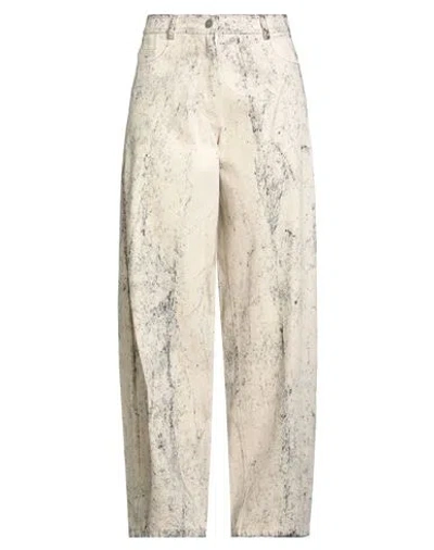 Isabel Benenato Woman Pants Beige Size 10 Cotton