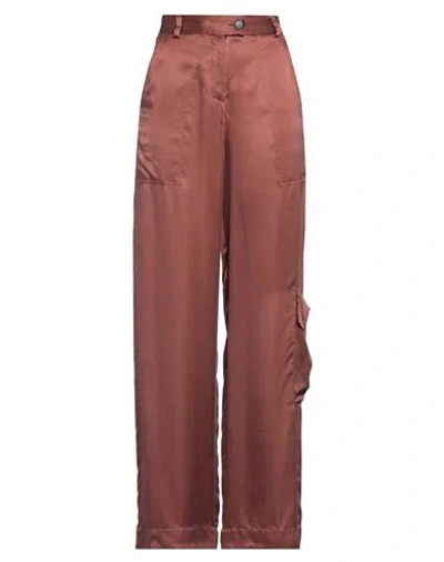 Isabel Benenato Woman Pants Brick Size 6 Cupro In Red