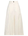 Isabel Benenato Woman Pants Cream Size 4 Cotton, Linen In White
