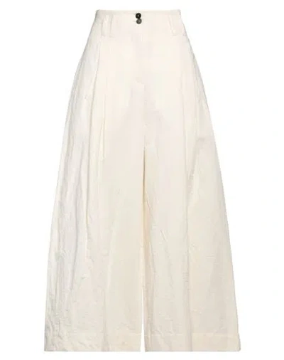 Isabel Benenato Woman Pants Cream Size 4 Cotton, Linen In White