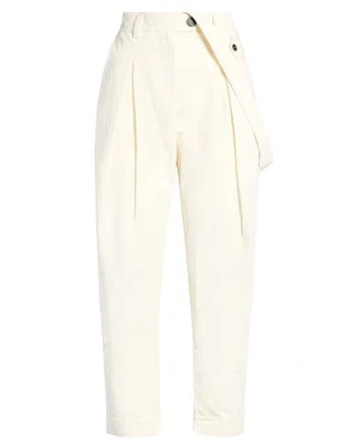Isabel Benenato Woman Pants Ivory Size 12 Cotton, Linen In White