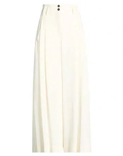 Isabel Benenato Woman Pants Ivory Size 6 Virgin Wool, Viscose In Neutral