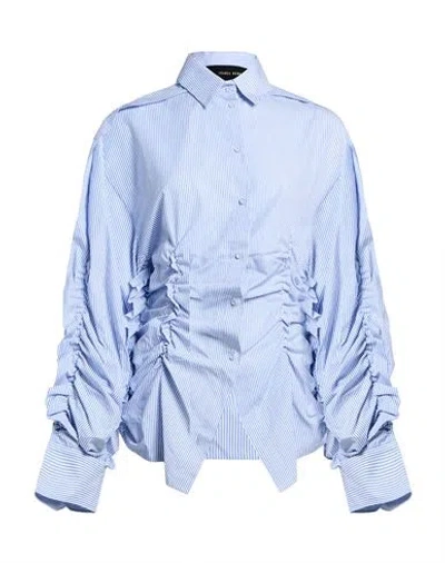 Isabel Benenato Woman Shirt Azure Size 8 Cotton In Blue