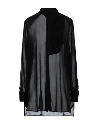 Isabel Benenato Woman Shirt Black Size 6 Cotton, Silk
