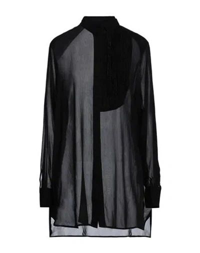 Isabel Benenato Woman Shirt Black Size 4 Cotton, Silk