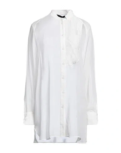 Isabel Benenato Woman Shirt White Size 4 Cotton, Silk