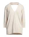 Isabel Benenato Woman Sweater Beige Size M Cotton, Linen, Polyester In Beige