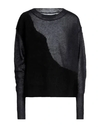 Isabel Benenato Woman Sweater Black Size 10 Mohair Wool, Wool, Silk, Polyamide, Elastane