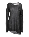 Isabel Benenato Woman Sweater Black Size 4 Linen In Black
