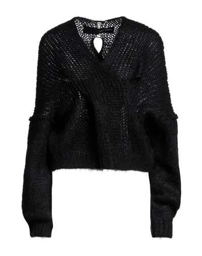 Isabel Benenato Woman Sweater Black Size 4 Mohair Wool, Polyamide, Wool