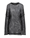 Isabel Benenato Woman Sweater Black Size 8 Linen