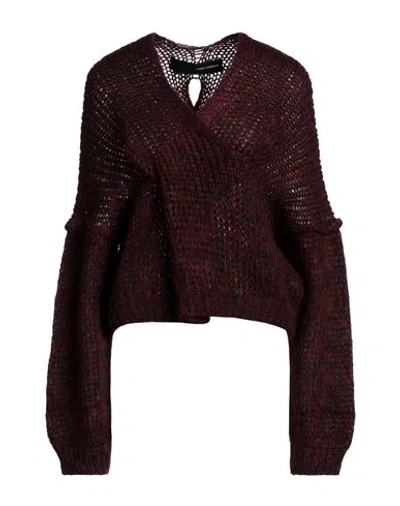 Isabel Benenato Woman Sweater Burgundy Size 2 Mohair Wool, Polyamide, Wool In Red