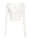 Isabel Benenato Woman Sweater Cream Size 8 Viscose, Elastane In White
