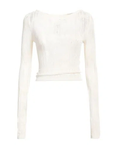 Isabel Benenato Woman Sweater Cream Size 8 Viscose, Elastane In White