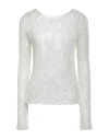 Isabel Benenato Woman Sweater Ivory Size 10 Linen In White