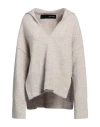 Isabel Benenato Woman Sweater Light Grey Size 8 Mohair Wool, Wool, Polyamide, Elastane