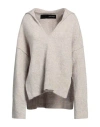 Isabel Benenato Woman Sweater Light Grey Size 6 Mohair Wool, Wool, Polyamide, Elastane