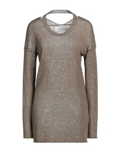 Isabel Benenato Woman Sweater Military Green Size 4 Linen
