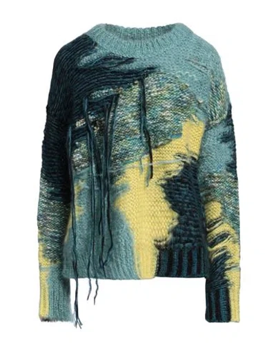 Isabel Benenato Woman Sweater Turquoise Size 6 Mohair Wool, Wool, Polyamide In Multi