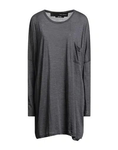 Isabel Benenato Woman T-shirt Charcoal Size 4 Virgin Wool, Polyamide In Gray
