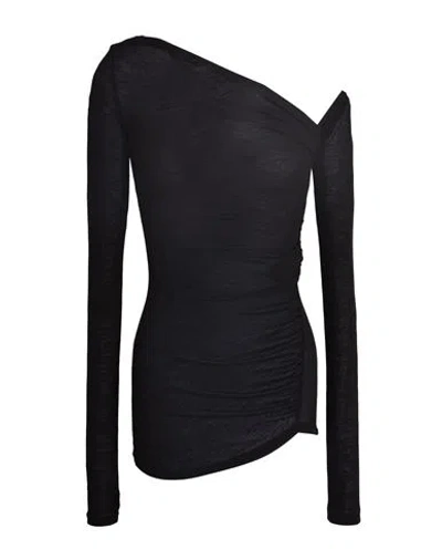 Isabel Benenato Woman Top Black Size 10 Virgin Wool, Polyamide