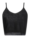 Isabel Benenato Woman Top Black Size L Linen, Cotton