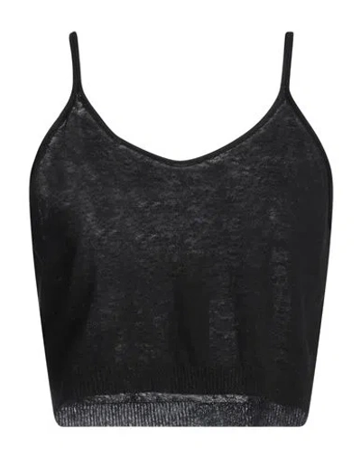 Isabel Benenato Woman Top Black Size L Linen, Cotton