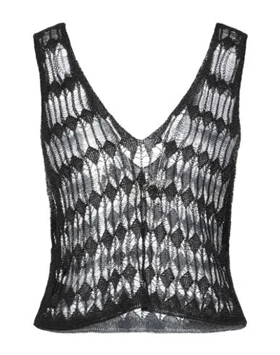 Isabel Benenato Woman Top Black Size M Cotton, Polyester