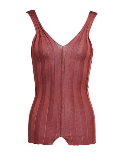 Isabel Benenato Woman Top Brown Size 4 Viscose