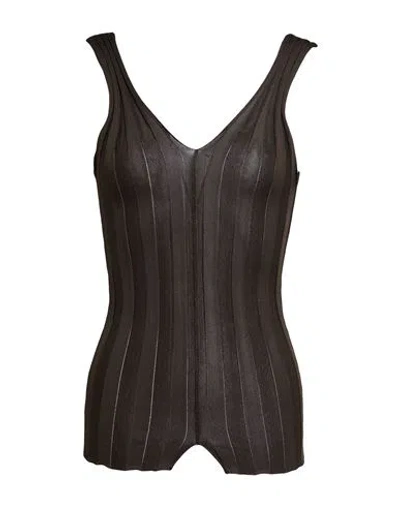 Isabel Benenato Woman Top Dark Brown Size 4 Viscose