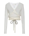 Isabel Benenato Woman Wrap Cardigans Ivory Size 4 Cotton, Polyamide In White