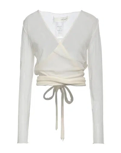 Isabel Benenato Woman Wrap Cardigans Ivory Size 4 Cotton, Polyamide In White