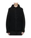 Isabel Benenato Woolly-rimmed Hoodie Pullover In Black