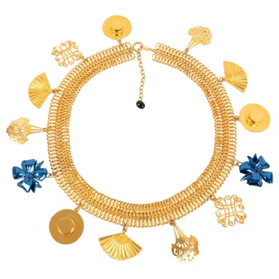 Pre-owned Isabel Canovas Golden Metal Belt With Charms In Multi