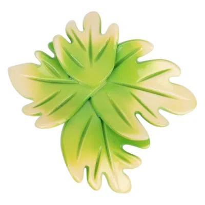 Pre-owned Isabel Canovas Leaf Hair Clip In Green Resin