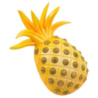 Pre-owned Isabel Canovas Pineapple Carved Acrylic Lucite Brooch With Gilded Studs In Multi