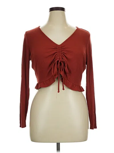 Pre-owned Isabel Long Sleeve Top Burgundy Sweetheart Neckline Tops