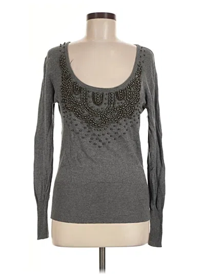 Pre-owned Isabel Long Sleeve Top Gray Scoop Neck Tops