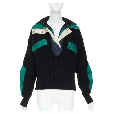 Pre-owned Isabel Marant 2021 Runway Dempster Ribbed Wool Shell Hybrid Sweater S In Black