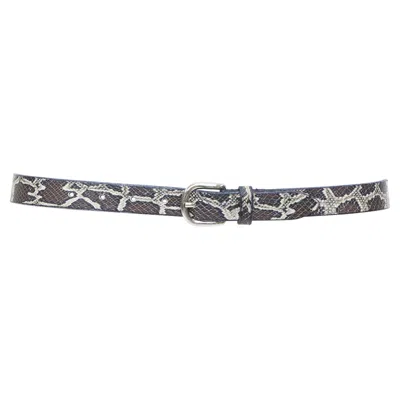 Pre-owned Isabel Marant 2021 Zap Black Embossed Calfskin Leather Skinny Loop Waist Belt S